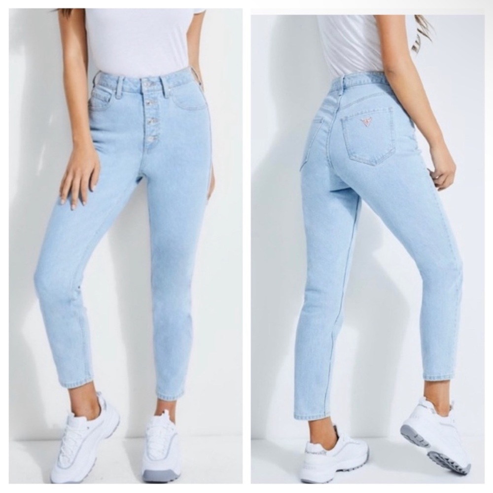Vintage Guess 90’s Skinny High Rise Button Fly Jeans Faded Wash 27